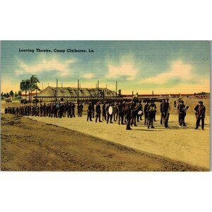 Postcard, Leaving Theatre, Band, Militaria, Army, Soldiers, Louisiana (PC130)